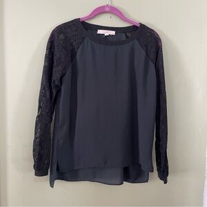 Ann Taylor LOFT lace panel blouse